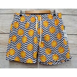 Free Planet Swim Trunks‎ Mens Size XL Chevron Lemon Print Swim Trunk Shorts New
